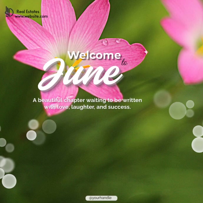 Copy of green pink Vintage Welcome June Instagram Post | PosterMyWall