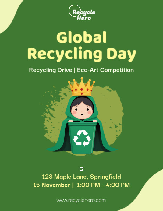 Green Poster America Recycles Day Folheto (US Letter) template