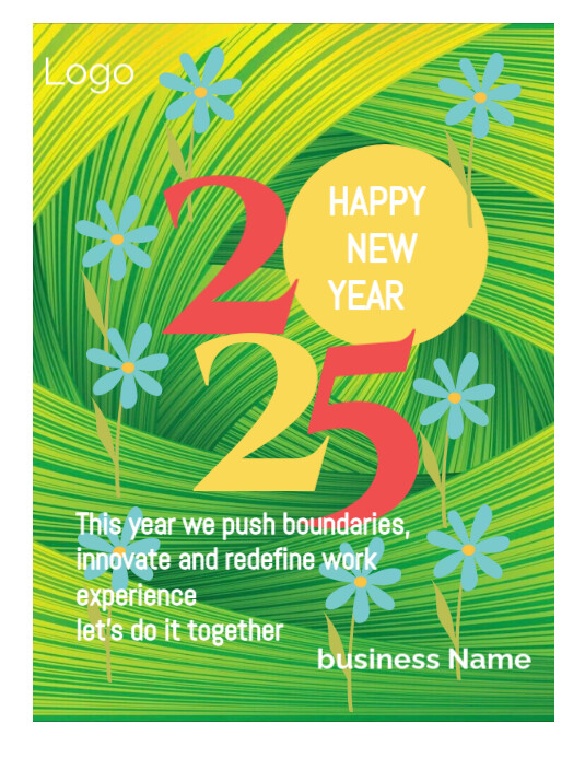 Green Professional 2025 New Year Resilience Message For Business Flyer
