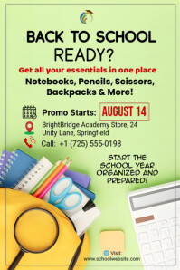 Grøn Back to School Promotion Plakat Template