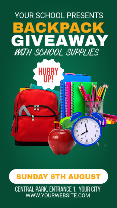 Green Professional Backpack Giveaway Instagram Story Template ...
