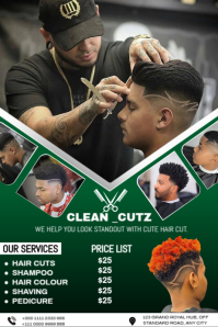 Green Professional Barbershop Advertisement Template  Poster