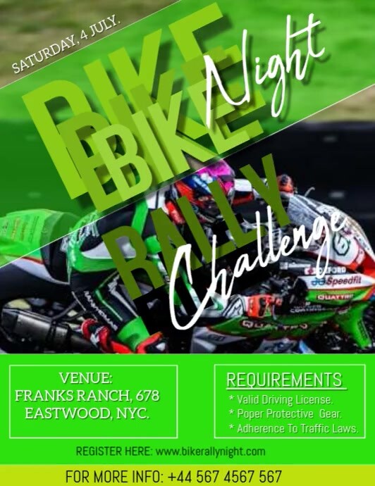Green Professional Bike Rally  Flyer (us Letter) template