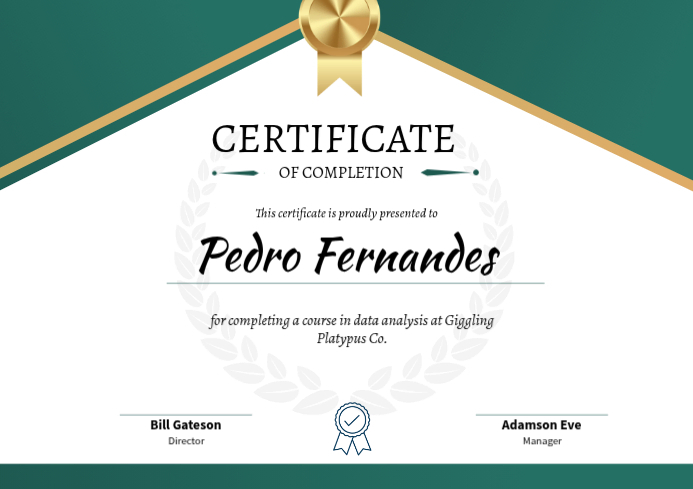 Green Professional Certificate of completion Modelo | PosterMyWall