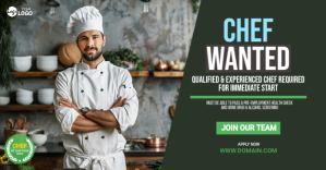 Green Professional Chef Recruitment Facebook Shared Image template