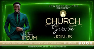 Green Professional Church Service Event Facebook Shared Image Video template