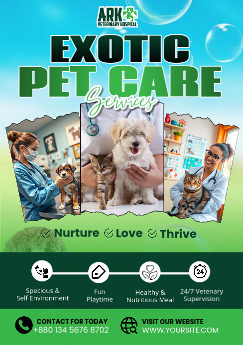 Green Professional Exotic Pet Care A5 template
