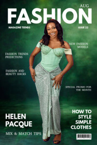 Green Professional Fashion Magazine Cover  Poster template