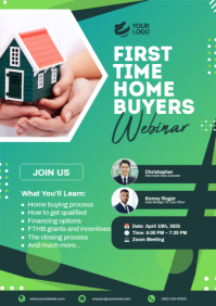 Green Professional First Time Home Buyers Webinar Poster Flyer A4 template