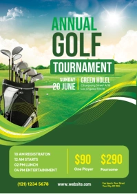 Green Professional  Golf Tournament A5 template