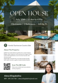 Green Professional Green And White Real Estate Open House Template  A4