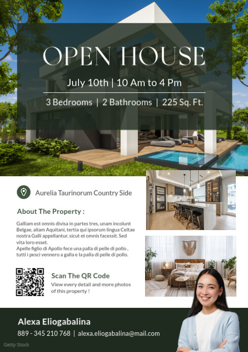 Green Professional Green And White Real Estate Open House Template  A4