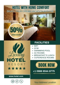 Green Professional Guest House A3 template