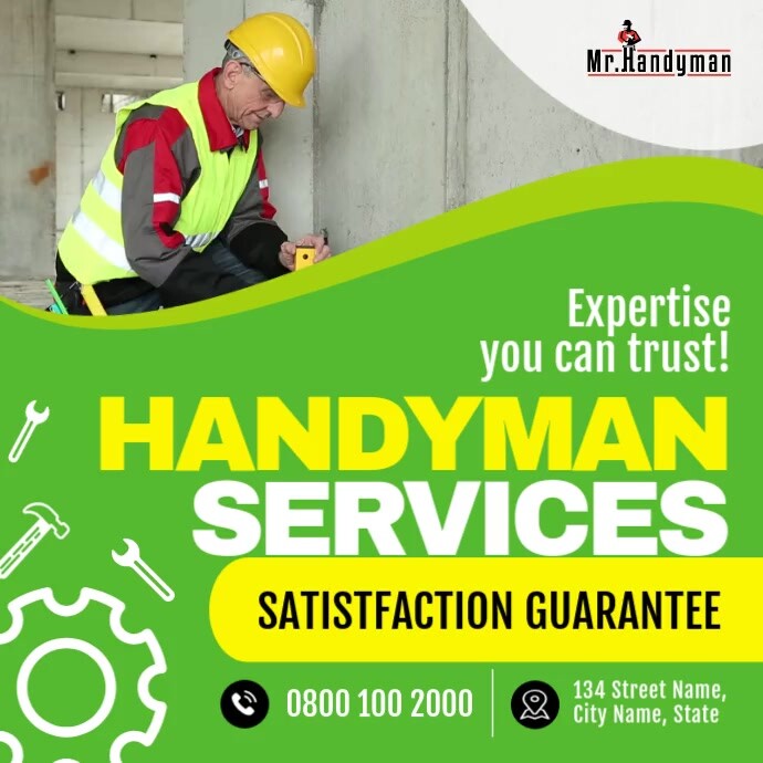 Green Professional Handyman Services Ad Squar Template PosterMyWall Green Professional Handyman Services Ad Squar Template PosterMyWall