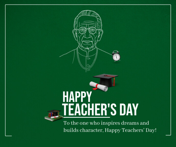 Green Professional Happy Teacher's Day Quotes  Medium Rectangle template