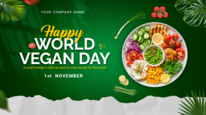 Green Professional Happy World Vegan Day Digital Display (16:9) template