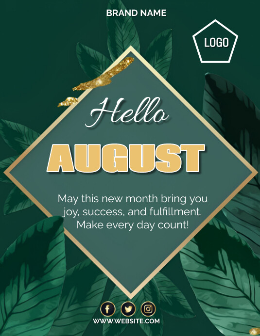 Green Professional Hello August  Flyer (us Le template