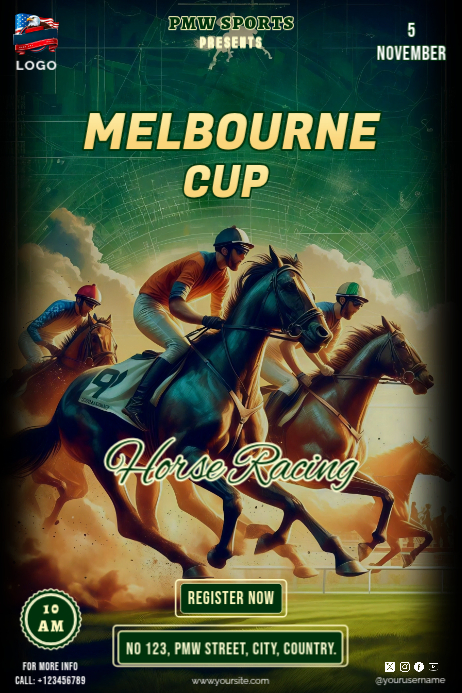 Green Professional Horse Racing Event Poster Template | PosterMyWall