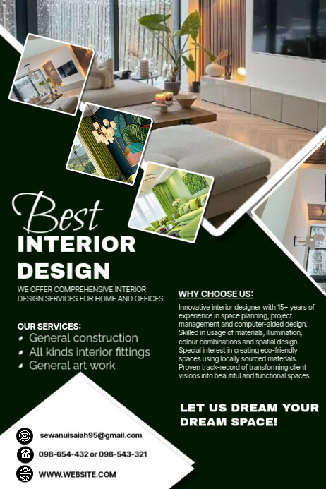 Green Professional Interior Design Template P | PosterMyWall