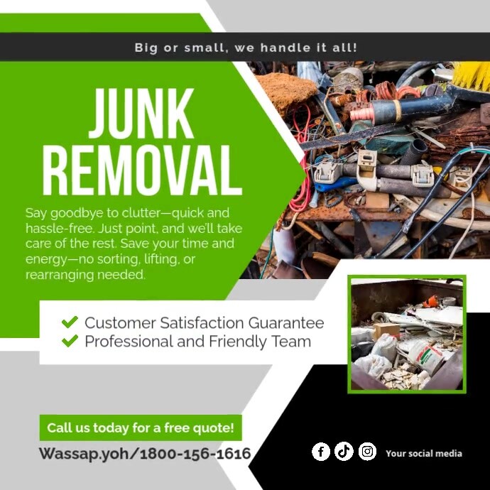 Green Professional Junk Removal Service Instagram Post template