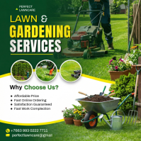 Green Professional Lawn and Gardening Services Instagram Post template