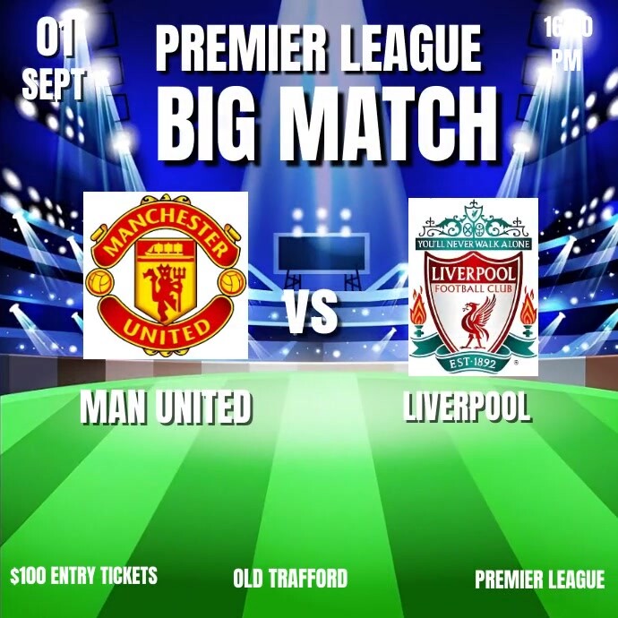 Copy of Green Professional Manchester United Vs Liver | PosterMyWall