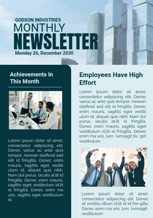 Green Professional Monthly School Newsletter Template | PosterMyWall