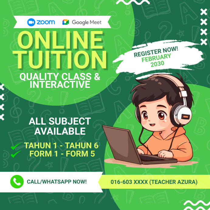 Tution Layout Green Professional Online Tuition Instagram P Template | PosterMyWall