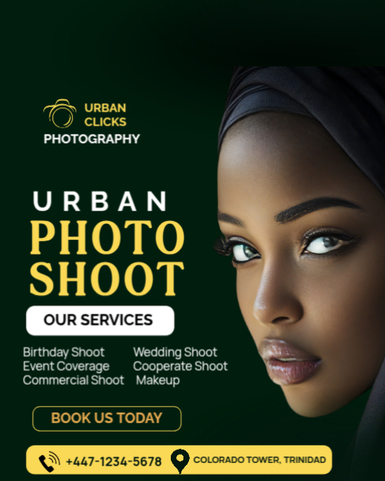 Modèle Green Professional Photo Shoot Flyer Design Instagram Portrait ...