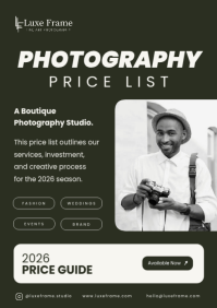 Green Photography Price List A4 Template - Page 1