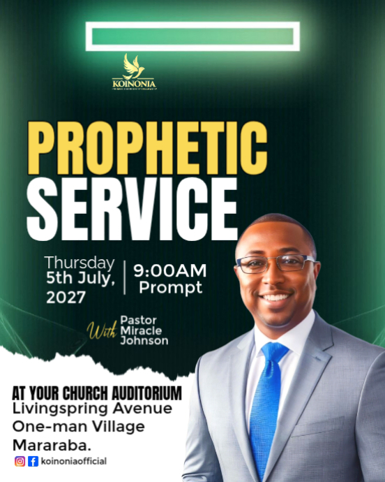 Prophetic Service Event Template | PosterMyWall