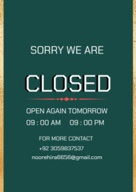 Green Professional Sorry We Are Closed Notice  A6 template