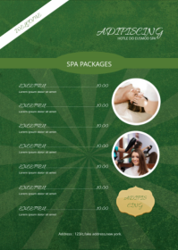 Green Professional Spa Packages Table Tent A6 template
