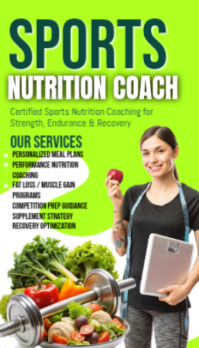 Green Professional Sports Nutrition Coaching Business Card template