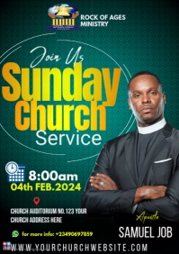 Green Professional Sunday Church Service A4 template