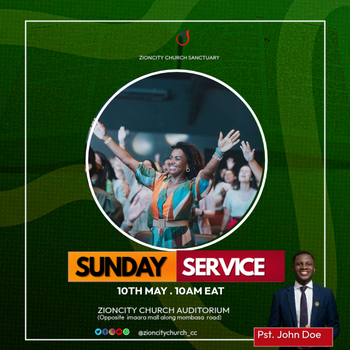 Modèle Green professional sunday church service instagram post ...