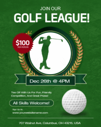 Green Professional Tee Off With Fun: Join Our Golf League Flyer Template Instagram Portrait