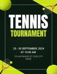 Green Professional Tennis Tournament Flyer (u Volante (Carta US) template