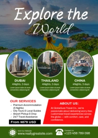 Green Professional Travel Agent Vacation Package Flyer A6 template