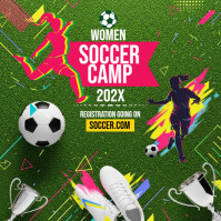 Green Professional Women Football Camp Instagram Post template