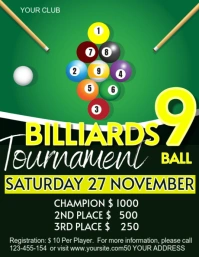 Green Professionale Billiards 9 Ball Volantino (us Letter) template
