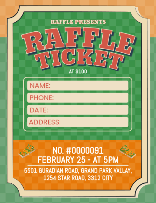 Green Raffle Ticket Flyer Template | PosterMyWall
