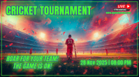 Green red Neon Cricket Tournament Tampilan Digital (16:9) template