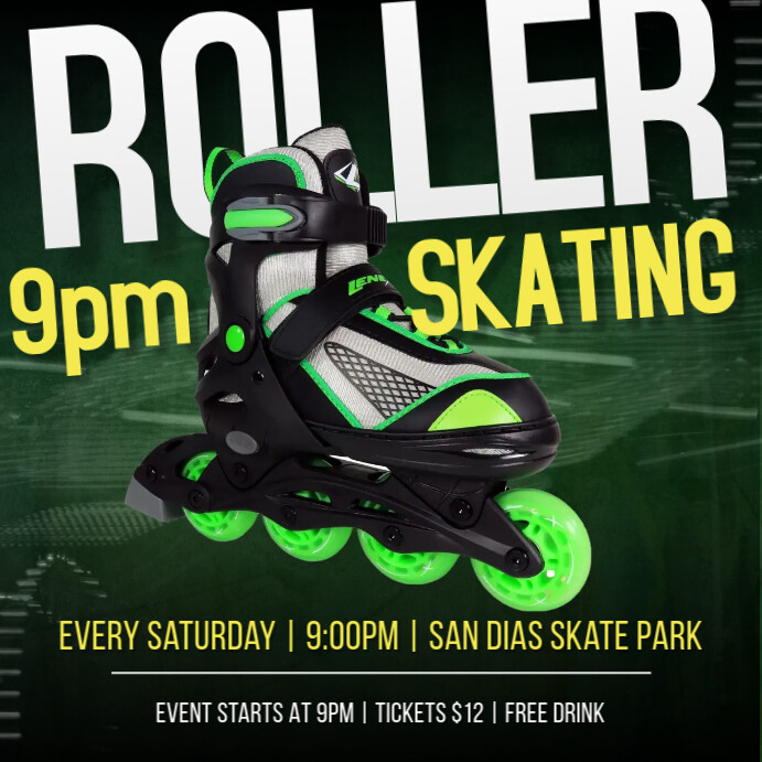 Copy of Green roller skating instagram post | PosterMyWall