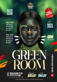 Green Room Party Design Template A4