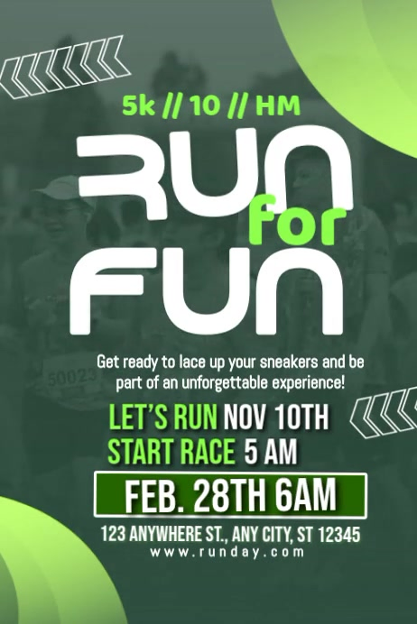Green Running Event Poster Video Template | PosterMyWall