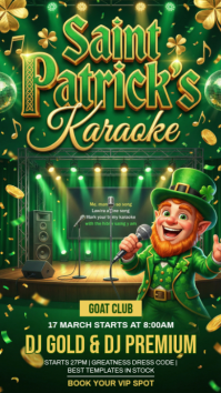 Green Saint Patrick's Day Karaoke Instagram Story template