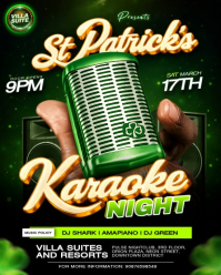 Green Saint Patrick's Karaoke Night Party  Instagram Portrait template