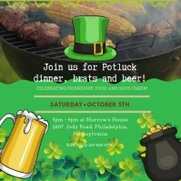 Green Saint Patrick's Potluck Square Video Te Instagram Post template
