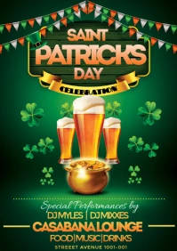 Green Saint Patrick's Day Celebration Flyer  A3 template